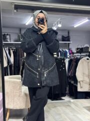 Fermuar Detaylı Kaban